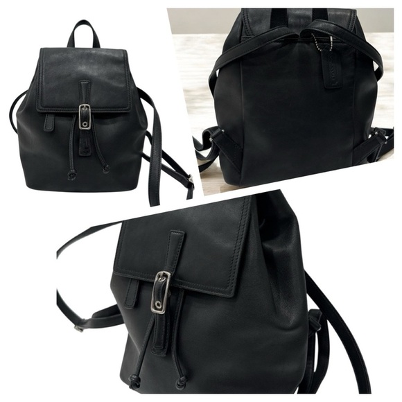 Coach Vintage Hampton Legacy Smooth Black Leather Backpack #9858 - Picture 1 of 14